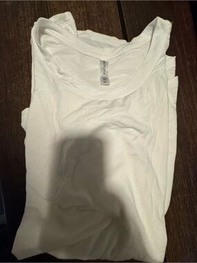 Athleta White Scoop Neck long sleeved tee